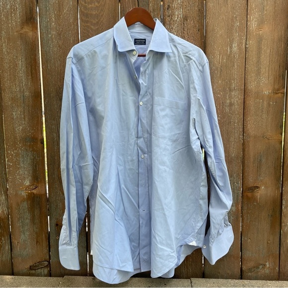 BREUER Men’s Blue Long Sleeve Button Down Dress Shirt Size 17 - Picture 1 of 11